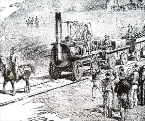 Um motor Locomotive I construído por George Stephenson