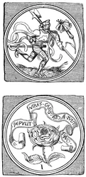 Cartas de jogar antigas: Valete e Ás, 1833