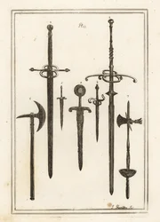Antiga espada de duas mãos 1,2, punhal 3, espada e punhal dos cavaleiros de St