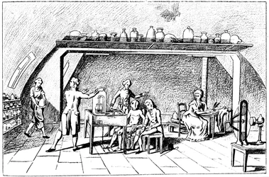 Antoine Laurent Lavoisier, químico francês do século XVIII, investigando a respiração
