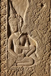 Apsara Dancer Carving at Angkor Wat, Siem Reap, Camboja