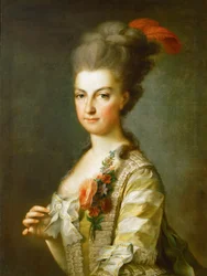 Arquiduquesa Maria Christina 1742-1798, Duquesa de Teschen, em um vestido de seda listrado, ca 1766-1770
