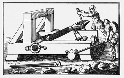 Catapulta de cerco de Arquimedes. Das Histórias de Políbio, 1727