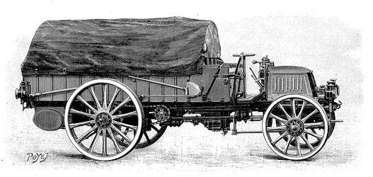 Caminhão do exército da Daimler, com motor de 4 cilindros e 12 hp, 1904