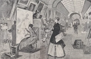 Estudantes de arte e copistas na Galeria do Louvre, Paris Harper