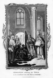 Athelstan ordenando que a Bíblia fosse traduzida para o idioma saxão, 1796