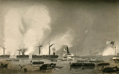 Ataque à ilha de Roanoke - desembarque das tropas, 1878.
