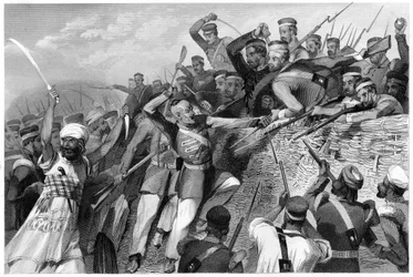 Ataque dos amotinados na Bateria Redan em Lucknow, 30 de julho de 1857, c1860