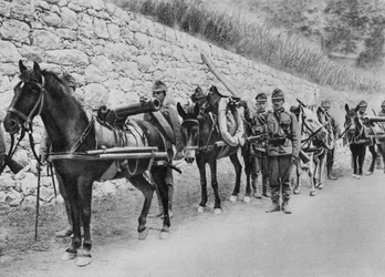 Soldados austríacos, guerra austro-italiana, Batalha de Isonzo, Primeira Guerra Mundial, 1915