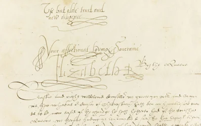 Carta de autógrafos da rainha Elizabeth I a Maria, rainha dos escoceses, 1584