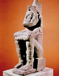 Escultura asteca de uma figura masculina sentada, c1375-1521