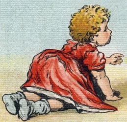 Querida. Gravura em "Alfabeto de ma petite fille". Bernardin-Bechet e Fils, livreiros-editores, Paris, por volta de 1895. Álbum inquebrável em lona. Bibliotheque des Bebes. 12 páginas. Álbum contendo um método de leitura e um abecedário ilustrativo. Dim: 2