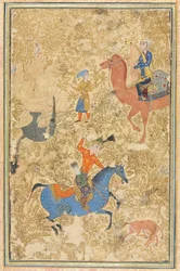 Bahram Gur e Azada, de um Livro dos Reis de Shahnama de Firdausi 940-1019 ou 1025, 1500.