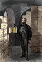 Loja de notas nos cofres do Banco da Inglaterra, c1870
