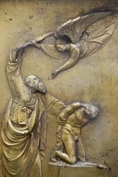 Baptistério de San Giovanni. Porta do Paraíso. Abraão sacrificando Isaac Florence Italie