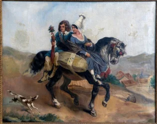 Casal de agricultores a cavalo