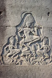 Bailarinos Celestiais Bayon Esculpidos em um Pilar, Siem Reap, Camboja