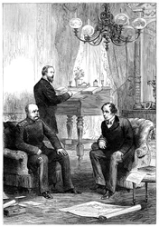 Benjamin Disraeli 1804-1881 reunião Otto von Bismarck 1815-1898, Berlim, 1878