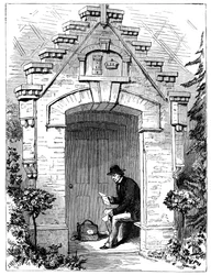 Benjamin Disraeli 1804-1881 lendo cartas na varanda do Hughenden Lodge, século XIX