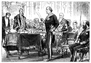 Benjamin Disraeli 1808-1881 recebendo a liberdade da cidade de Londres, 1878