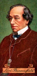 Benjamin Disraeli, conde de Beaconsfield, retirado de uma série de cartões de cigarro, 1935