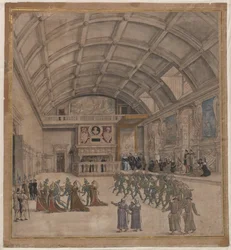 Palácio Binche durante as celebrações em agosto de 1549, 1549.