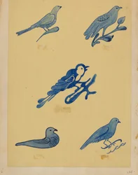 Decorações de pássaros em grés, 19351942.