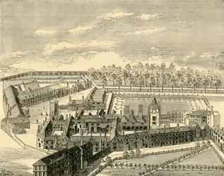 Vista de olho de pássaro do antigo Cartuxa, c1872.