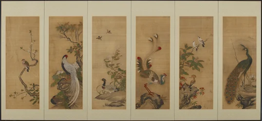 Pássaros e flores, período Edo, século XVIII.