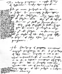 Os argumentos do Bispo Latimer contra a doutrina católica do Purgatório com notas marginais feitas pelo Rei Henrique VIII, c.1538 (caneta e tinta sobre papel)