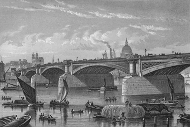 Ponte Blackfriars do lado de Surrey, Londres, c1875 1878