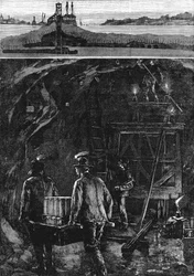 Explodindo a rocha da inundação, 1885, 1886