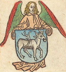 Bookplate de Hilprand Brandenburg de Bibrach, c. 1475.