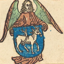 Bookplate de Hilprand Brandenburg de Bibrach, em ou após 1500.