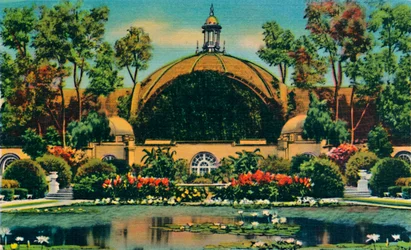 Edifício Botânico e Lagoa. San Diego, Califórnia, c1941