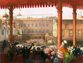 Vénia ao povo, coroação do czar Alexandre II da Rússia, Moscovo, 1855 1856