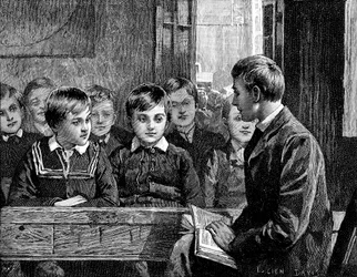 Classe dos meninos em uma escola dominical americana, 1890