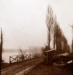 Ponte sobre o rio Ailette, norte da França, c1918