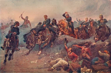 Artilharia britânica que entra nas linhas de inimigos em Tel-el-Kebir, Egito, 1882, 1883 1906