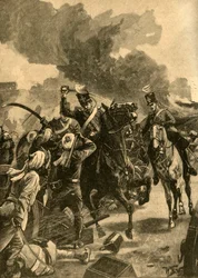 General britânico Joseph Thackwell na batalha de Sobraon, Punjab, Índia, 1846 c1890.