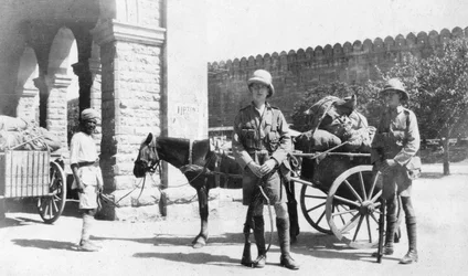 Transporte do exército britânico, Agra, Índia, 1916-1917