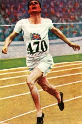 Atleta britânico Douglas Lowe vencendo os 800 metros no Atletismo, 1928.