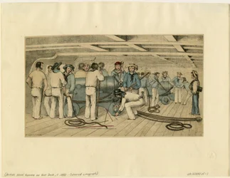 Artilheiros navais britânicos no convés, c. 1850