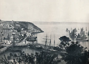Brixham - a cidade mais baixa, mostrando a frota pesqueira, 1895