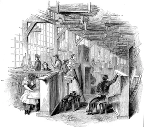 Fábrica de piano de Broadwoods, Horseferry Road, Westminster, Londres, 1842