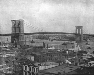 Ponte de Brooklyn, Nova York, EUA, c1900.