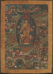 Buda Shakyamuni e cenas de suas vidas anteriores Jataka Tales, 1573-1619.
