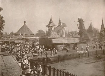 Cena de criação budista. - Um Phoongyi-byan, 1900.