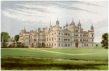 Burghley House, Lincolnshire, casa do Marquês de Exeter, c1880