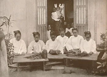 Fabricantes de charutos birmaneses, 1900.